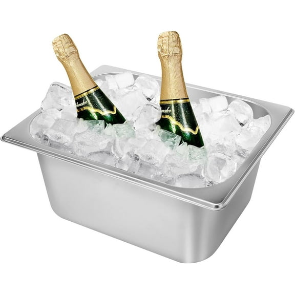 Ice Buckets for Parties, Stainless Steel Ice Cube Bin, Wine Beer Champagne Bucket, Large Beer Ice Buckets Drink Cooler, Rectangular Ice Storage Tub Ice Cube Bin