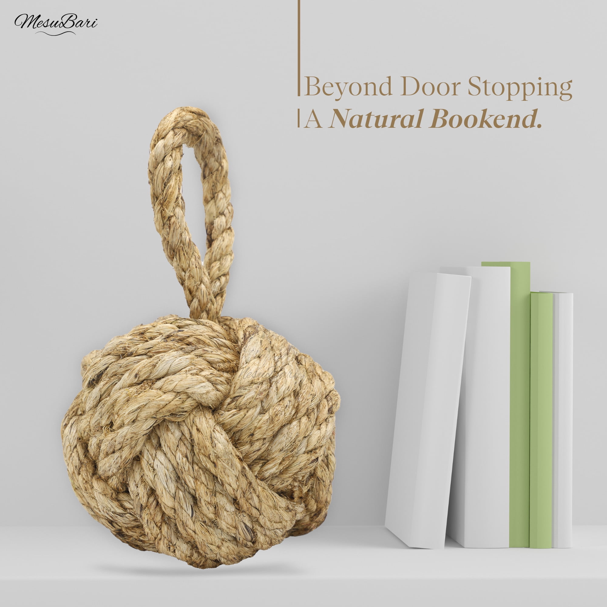 MesuBari Sisal Rope Nautical Door Stop Brown (6 inch, 3.6 Pounds)