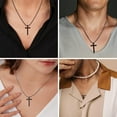 thumbnail image 4 of Cross Necklace for Men, Stainless Steel Cross Pendant Necklace for Men Women, 16-24 Inches Chain Cross Necklace, 4 of 8