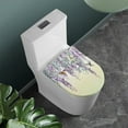 thumbnail image 2 of ZIATUBLES Toilet Seat Lid Cover Breathable Soft Toilet Lid Cover Washable Elastic Edges Toilet Bowl Lid Cover Universal Fit Elongated Oval Round Lid for Bath Decor, Hummingbird Wisteria Flower, 2 of 6