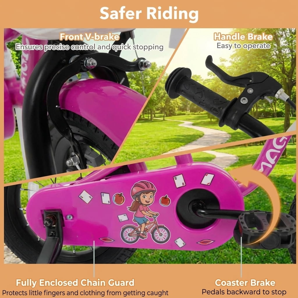 Redsmile Kids Bike 12 Inch with Training Wheels for Toddlers Boys Girls Ages 3-4 Years Old, 12 Inch Kids Bicycle with Adjustable Seat and Coaster Brake, Beginner Kids Bike, Multicolor