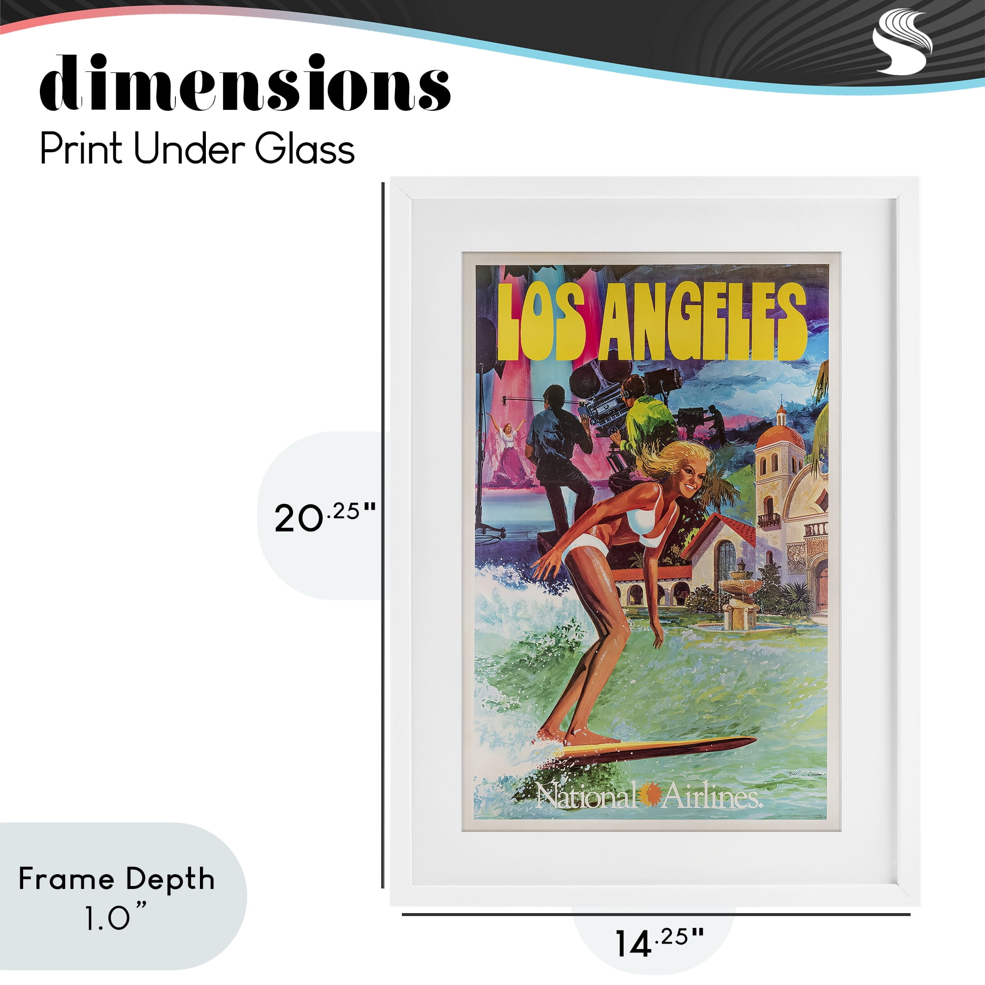 Stupell Industries Vintage Los Angeles Travel White Framed Print Under Glass, design by Vintage Posters