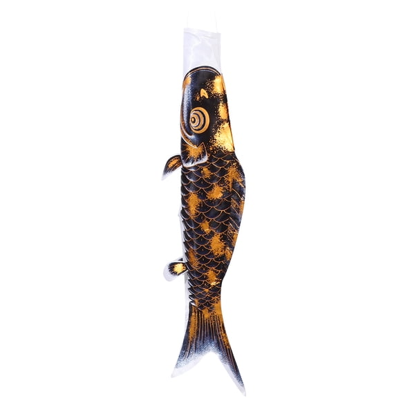 CIMAXIC Hot Stamping Style Japanese Nobori Carp Wind Socks Fish Flag Hanging Wall Decor Festival Pendant Decoration for Home Shop Gifts (Black),23.62"X5.12"X0.39"
