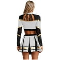 thumbnail image 2 of vastwit Women Schoolgirl Cheerleading Team Uniform Long Sleeve Crop Tops with Pleated Skirt White L, 2 of 6