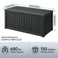 thumbnail image 4 of LHBcraft 150 Gallon Resin Deck Box,Lockable Outdoor Storage Container,Waterproof Storage Box for Patio Furniture Cushions,Black, 4 of 5