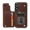 thumbnail image 3 of Dteck Case For Samsung Galaxy S22,Shockproof Rubber Hybrid Pattern Leather Card Holder Wallet Back Flip Case Kickstand Cover for Galaxy S22 5G,Brown, 3 of 5
