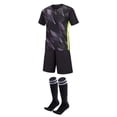 thumbnail image 2 of ITSAME Boys Soccer Uniform Set 3-Piece T-Shirt&Shorts with Knee-High Socks Football Training Outfits Black Size 12, 2 of 7