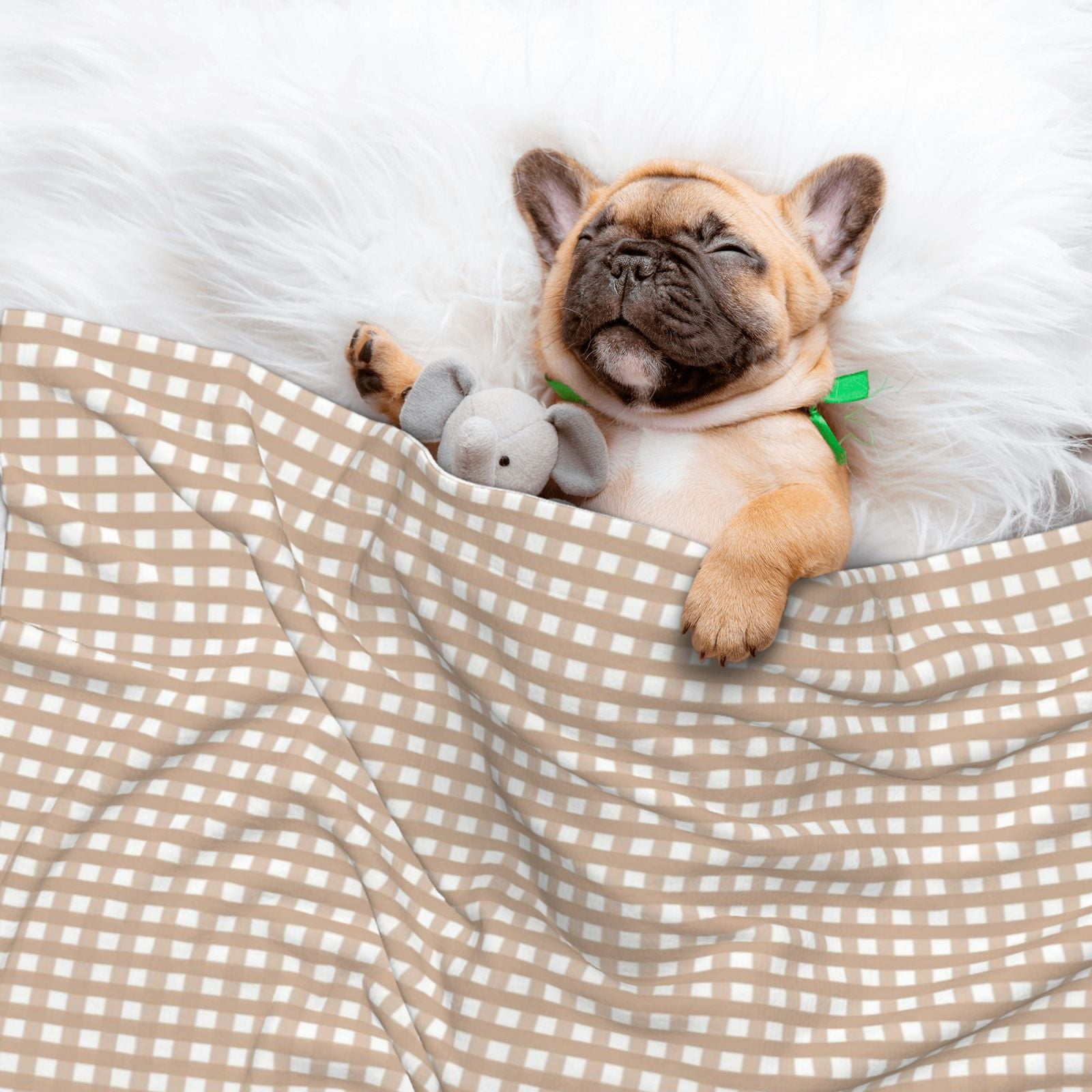 Naloa Brown Gingham Dog Blanket, 3 Sizes Cat Blanket for Indoor Cats Large Medium Small Dog Gifts-Medium