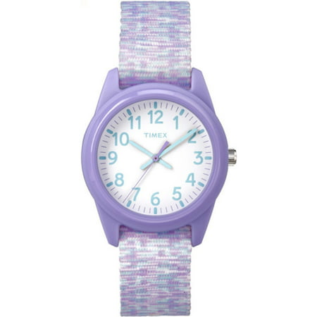 Girls' Time Machines Analog Resin Watch, Purple/White Sport Elastic Fabric
