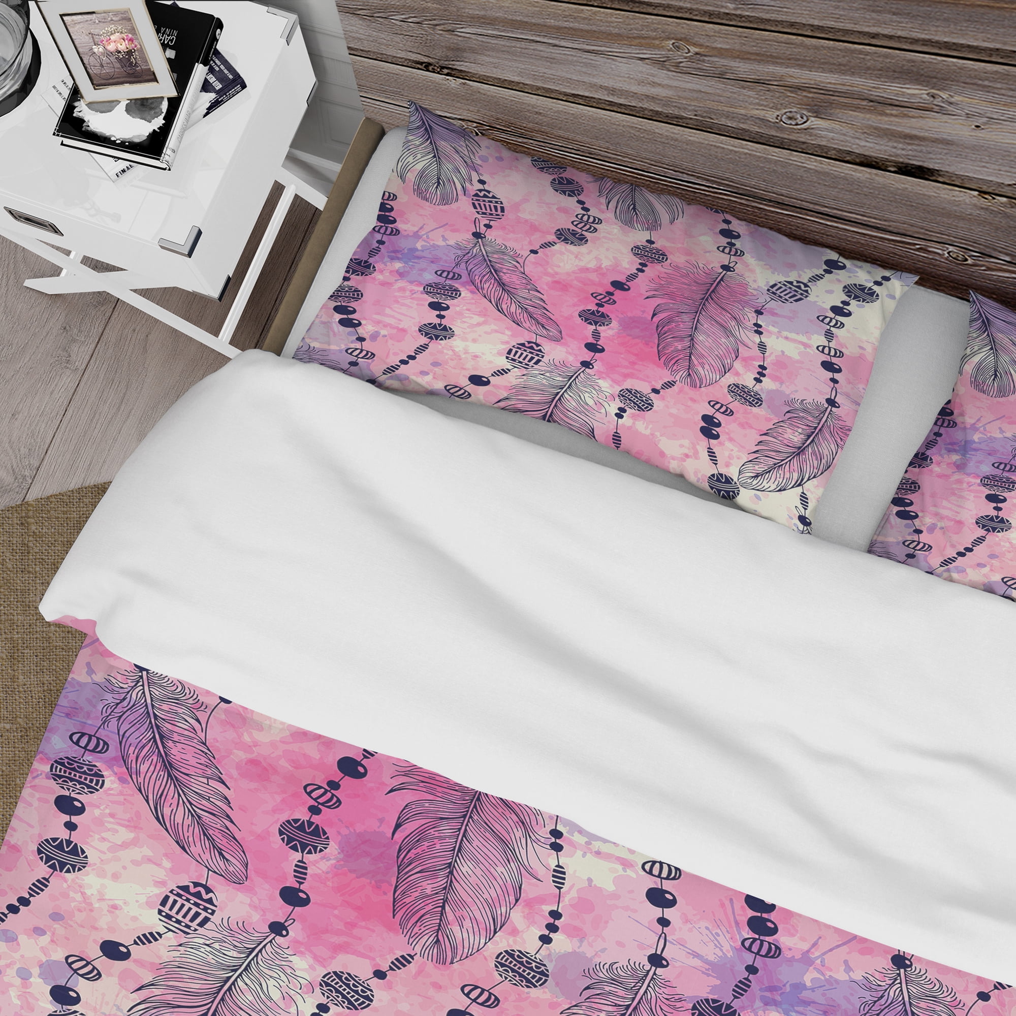 Designart 'Bohemian Feathers and Beads' Abstract Duvet Cover Set