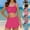A-Pink, variant on Jinhomg Kids Summer Swimsuits 2 Piece Solid Vacation Bathing Suits Trendy Cutout Spaghetti Straps Tankini Tops with Shorts Fall Saving 140 Blue