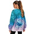 thumbnail image 6 of SCRAWLGOD Sea Turtle Butterfly Hibiscus Water Print Women Crewneck Sweatshirts with Pockets Long Sleeve Drop Shoulder Pullovers Comfy Stylish Loose Fit Clothes for Daily Wear, XL, 6 of 7