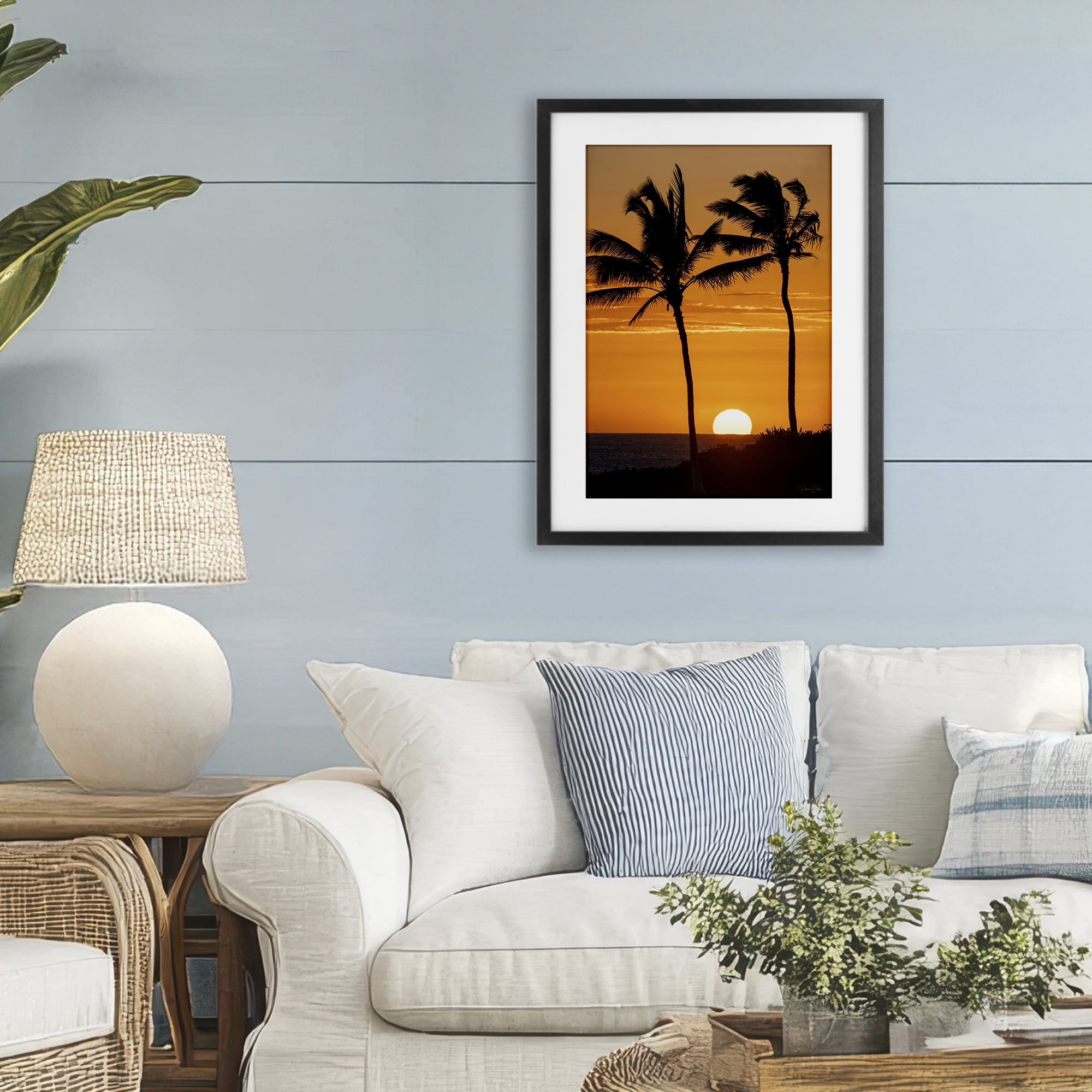 Stupell Industries Sunset Through Palm Trees Black Framed Print Under Glass, design by Dennis Frates