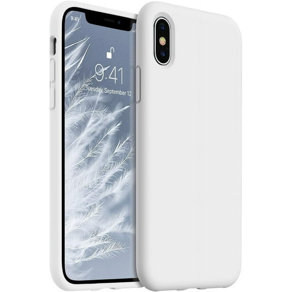 Compatible with iPhone X Protective Case and iPhone Xs Phone Case, Silky Touch Premium Soft Liquid Silicone Rubber Anti-Fingerprint Ultra Slim Thin Cover, 5.8 inch, White