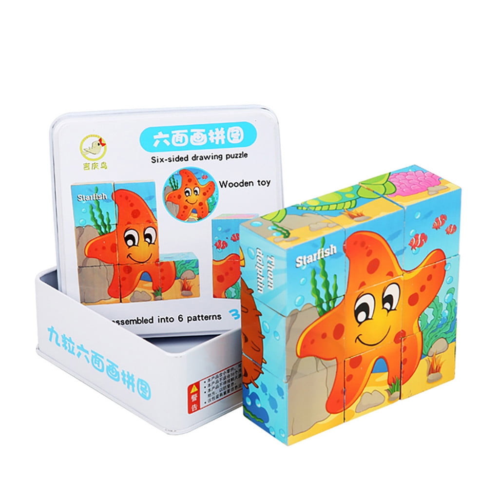 1x 9Pcs Animal Puzzle Jigsaw Preschool Toy Gift for Toddlers Children Kids 
