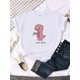 thumbnail image 2 of Camiseta con estampado de té y Rex rosa para mujer, de gran tamaño con cuello redondo ropa holgada, Harajuku, Kawaii, Animal que combina con todo, 2 of 5