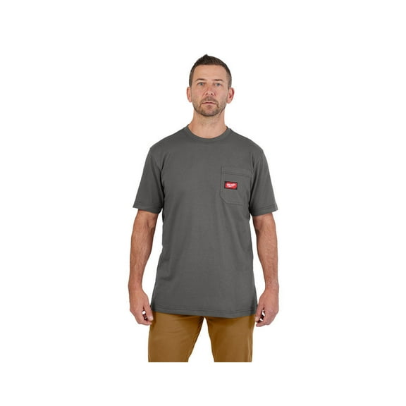 Men's Large Gray GRIDIRON Cotton/Polyester Gen Ll Short-Sleeve Pocket T-Shirt