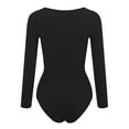 thumbnail image 4 of UAYOTSE Women's Crew Neck Long Sleeve Bodysuits Basic Slim Fit Comfy Lightweight Layering Top Fall Winter Outfits,3XL Black, 4 of 6