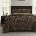 thumbnail image 2 of Unique Home 3 Piece Enfield Solid Color Bed In A Bag Clearance Bedding Comforter Duvet Set Fade Resistant, Super Soft (Queen, Brown), 2 of 6