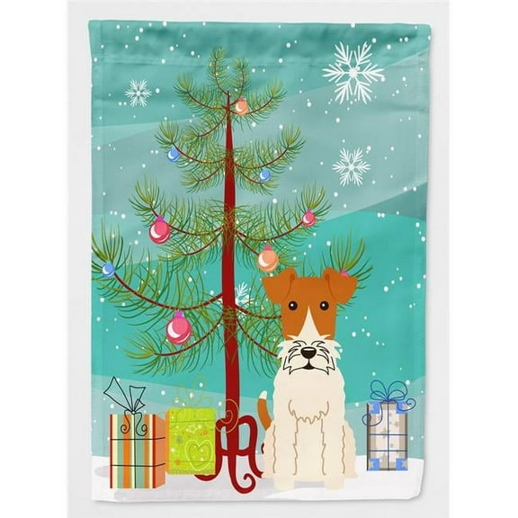 Caroline's Treasures BB4226CHF Merry Christmas Tree Wire Fox Terrier Flag Canvas House Size , Large, multicolor