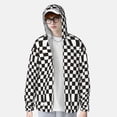 thumbnail image 2 of Balery Black and White Checkerboard Sudadera ligera de manga larga con capucha y protección solar UPF 50+ para hombre y mujer, ideal para pesca y running-Small, 2 of 7