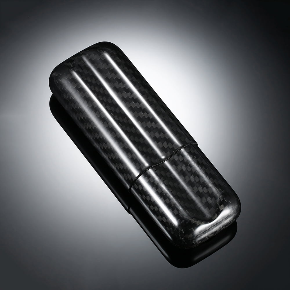 Étui De Voyage Pour Cigares En Fibre De Carbone - Capacité 2 Cigares Jusqu'à 57 Gauge - Léger Et Robuste - Noir