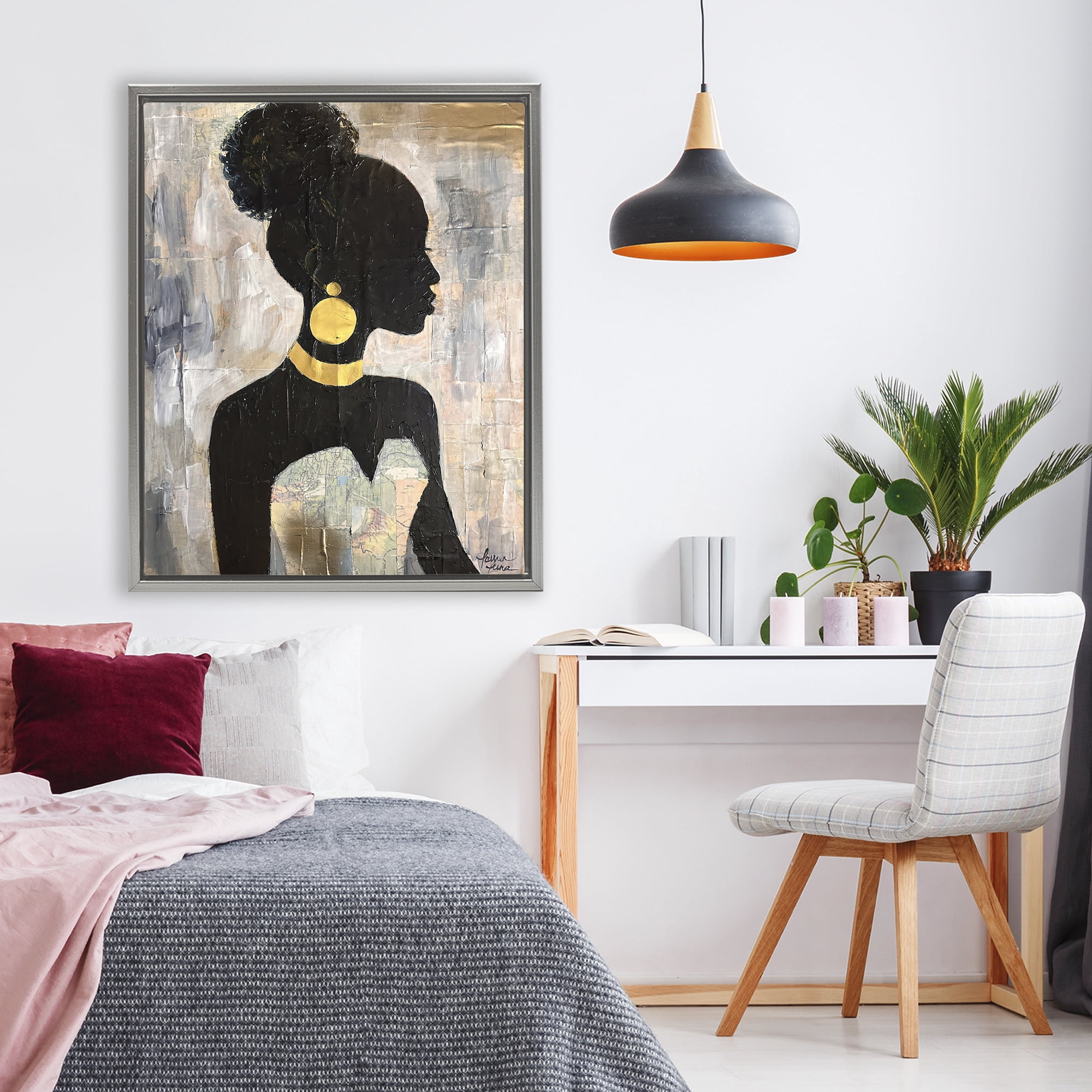 Stupell Industries Elegant Fashion Silhouette Gray Framed Floater Canvas Wall Art, design by Lauren Luna