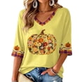 thumbnail image 2 of mgoYE Halloween Shirts for Women Plus Size Family Halloween Thanksgiving Tops Casual Thankful Pumpkin Turkey Graphic Tees Women T Shirts, 2 of 7