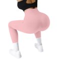 thumbnail image 6 of YIFUNIN Women's Solid Color Hip Lifting Yoga Pants, Ribbed Knit Fitness Leggings for Exercise Workout, High Waist Tummy Control,Light pink L, 6 of 7