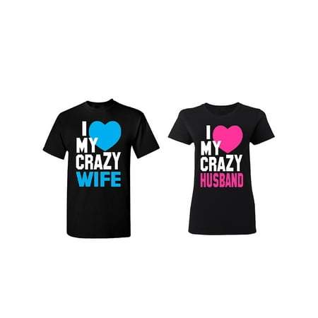 My Crazy Wife - Husband Couple Matching T-shirt Set Valentines Anniversary Christmas Gift Men Small Women (Best Christmas Gift For My Husband)