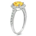 thumbnail image 2 of 1.86 ct Round Cut Natural Citrine with Simulated Diamond Halo Accents 18K White Gold Womens Engagement Ring, 2 of 6