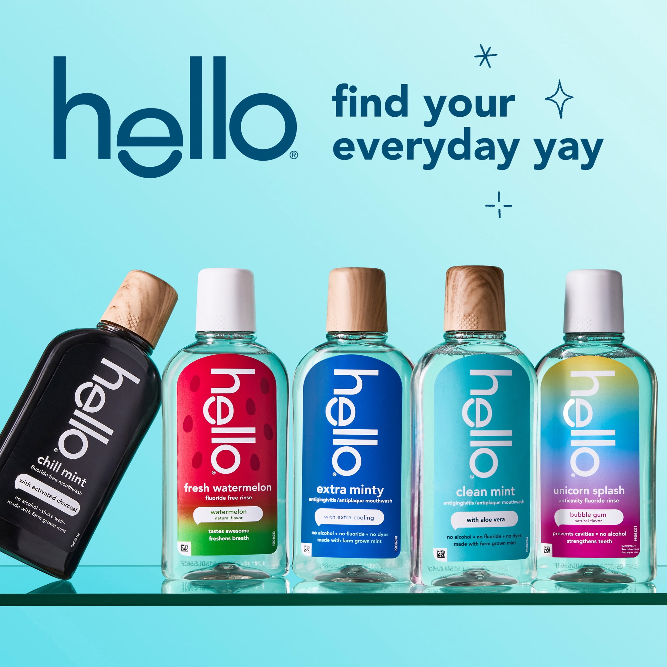 hello Clean Mint Alcohol Free Mouthwash with Aloe Vera, Fluoride Free Gum Mouthwash, 17.6 fl oz