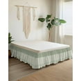 thumbnail image 2 of Spring Leaf Bed Skirt King Size 16 Inch Drop, Spring Sage Green Leaf Branch Plant Green Background Adjustable Elastic Dust Ruffles Bedskirt for King Bed Wrap Around Pleated Mattress Frame Cover, 2 of 9