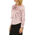 thumbnail image 5 of INSPIRE CHIC Women's Irregular Dotted Work Long Sleeve Tie Neck Blouse XS Pink, 5 of 6