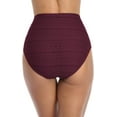 thumbnail image 6 of Womens Siwm shorts High Waisted Ruched Tummy Control Swimsuit Bottoms Tanniki Briefs, 6 of 6