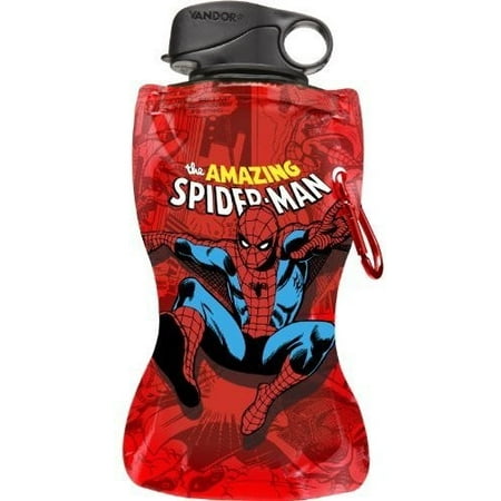 Red 12 Ounce Bottle - Marvel Amazing Spider-Man Collapsible Water Bottle, 12-Ounce,