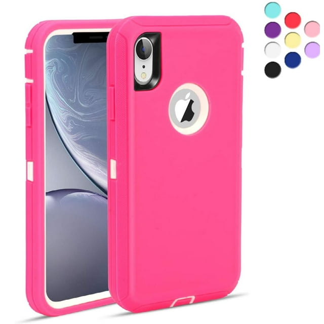 Entronix Funda Resistente para iPhone XR, Triple Capa a Prueba de Golpes y Protección contra Caídas, Color Rosa