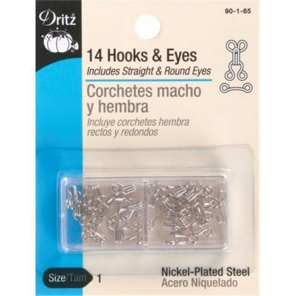 Dritz Hooks & Eyes Size 1 14/Pkg-Nickel