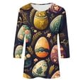 thumbnail image 5 of TaTaai 3/4 Sleeve Easter Top for Women Printed Round Neck Casual Loose Fit T Shirt Fashion Pullover Soft Stretchy Comfortable Blouse for Spring Daily Party Gift, 5 of 5