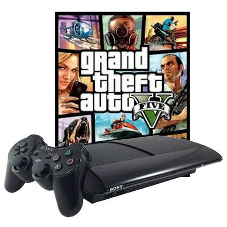 Refurbished Sony PlayStation 3 PS3 Super Slim 500GB Grand Theft Auto V GTA 5 Controller