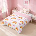 thumbnail image 2 of Erosebridal Pastel Satin Bow Ribbon Twin Comforter Sets for Girls, Romantic Floral Print Bedding Set, Pink Reversible 2-Piece 1 Comforter and 1 Pillowcase, 2 of 6