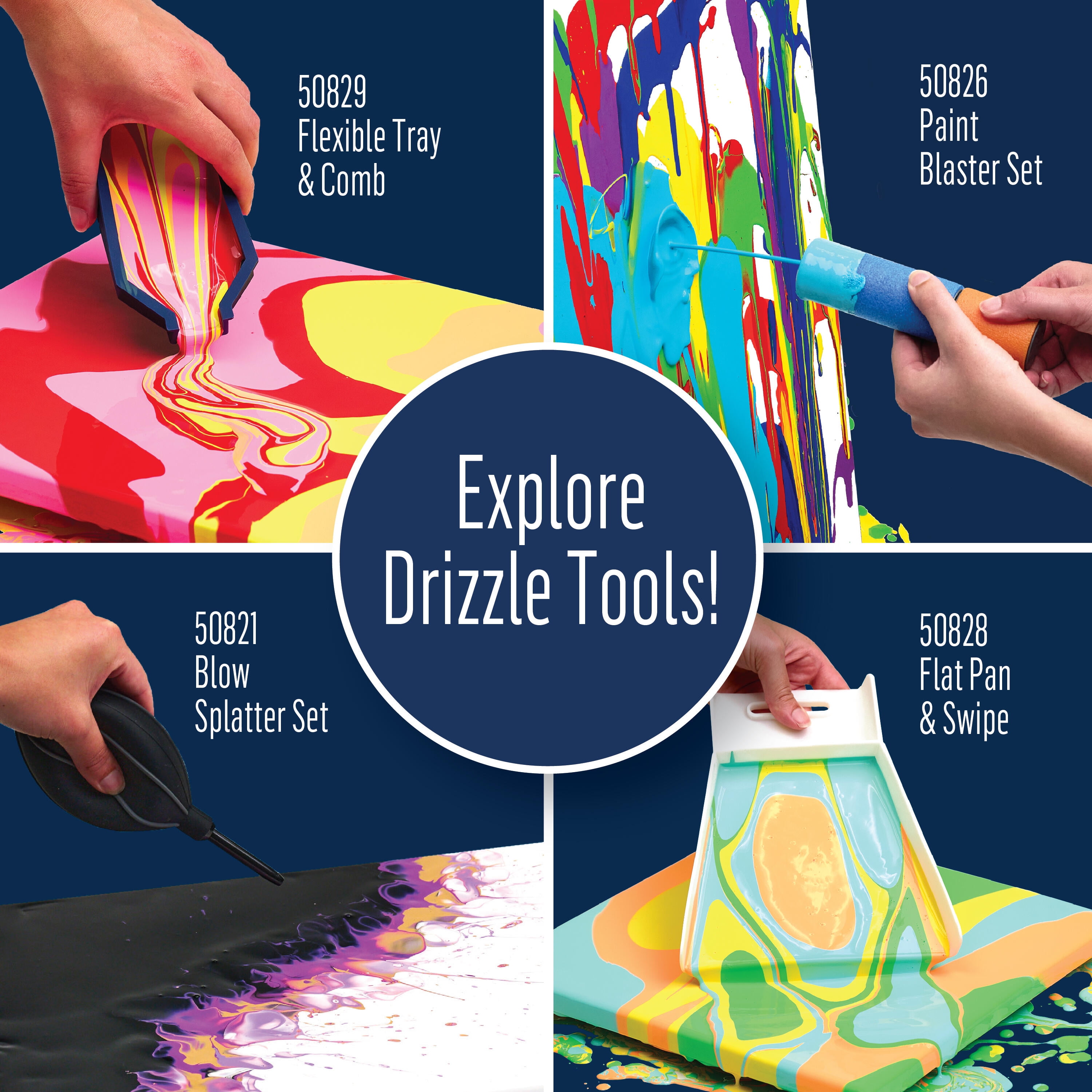 FolkArt Drizzle Blower and Splatter Set, Durable Tools for Fluid Paint Pouring