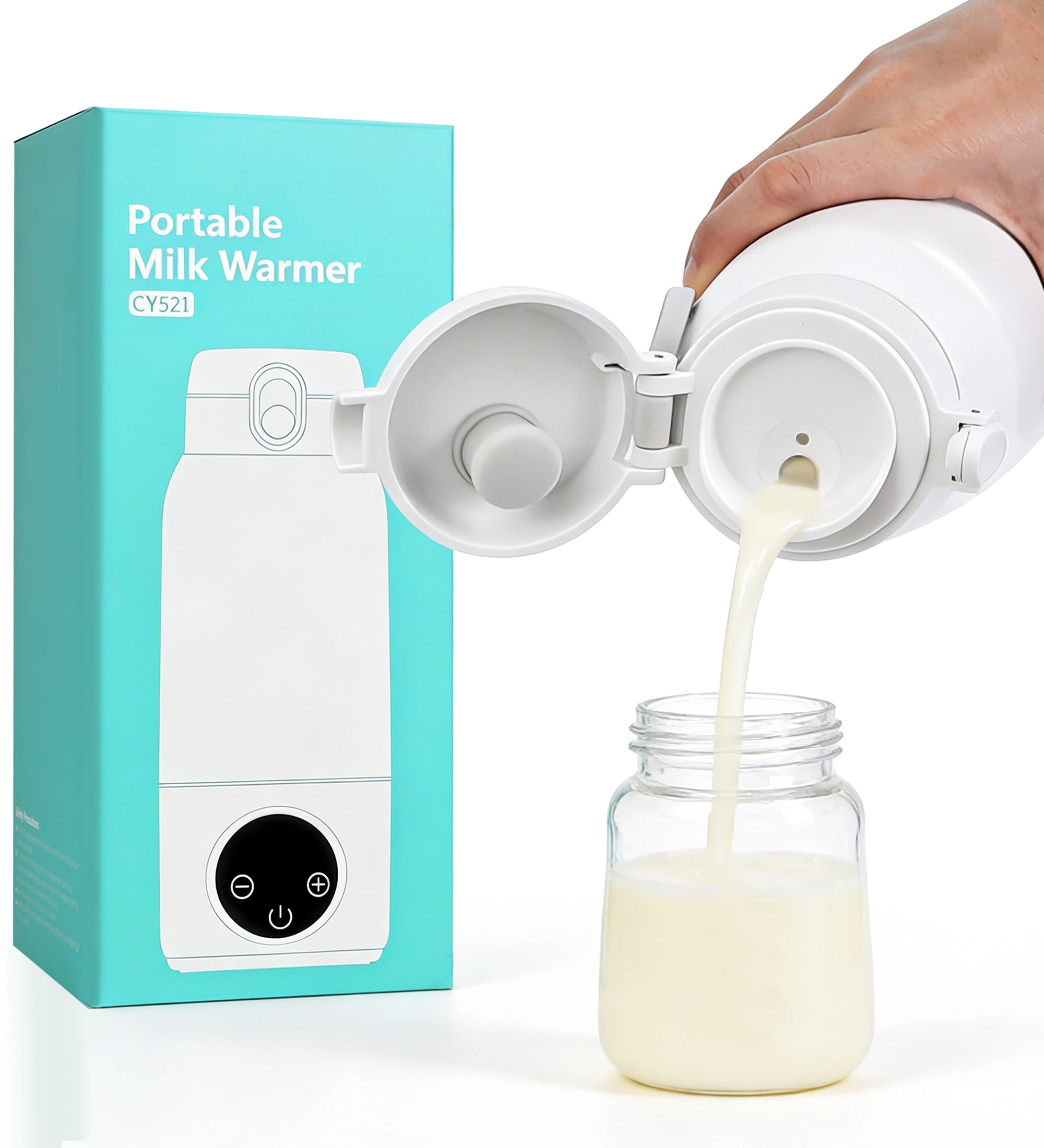 RUPOUN 17oz Large Capacity Cordless Portable Bottle Warmer - Baby Milk Warmer for Breast Milk, Formula & Water, Travel & Outdoor Use, White