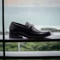thumbnail image 2 of Men's Black Buckle Classic Square Toe Slip On Loafers Dress Shoes, Black, Sz 6.5, 2 of 6