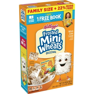 Kellogg's Frosted Mini Wheats Breakfast Cereal, High Fiber Cereal, Kids Snacks, Family Size, Original, 29.5oz Box (1 Box)