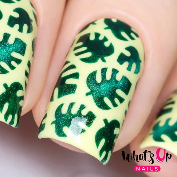 Whats Up Nails - Tropical Leaves Vinyl Stencils Nail Art Design