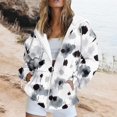 thumbnail image 2 of Floral Zip-Up Hoodie for Women, Long Sleeve Oversized Sweatshirt Jacket - Casual Loose Fit Lightweight Outerwear with Pockets Dark Gray XXXL, 2 of 6