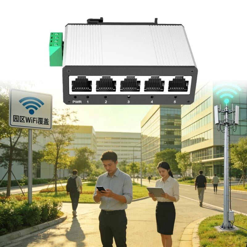 CEORPER 5 Port Mini Ethernet Switcher Aluminum Case DIN Rail Installation Design