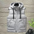 thumbnail image 2 of Zedker Mens Sleeveless Down Alternative Vest Jacket with Hooded Lightweight Puffer Vest Coat with Pockets Gray L, 2 of 6