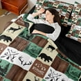 thumbnail image 4 of Homewish Animal Deer Bear Bedding Comforter Set 7pcs for Female Men Adults,Geometric Plaid Queen Bedding Sets Super Cozy,Jungle Woodland Wildlife Queen Sheet Sets,Lightweight Room Decor,Reversible, 4 of 8